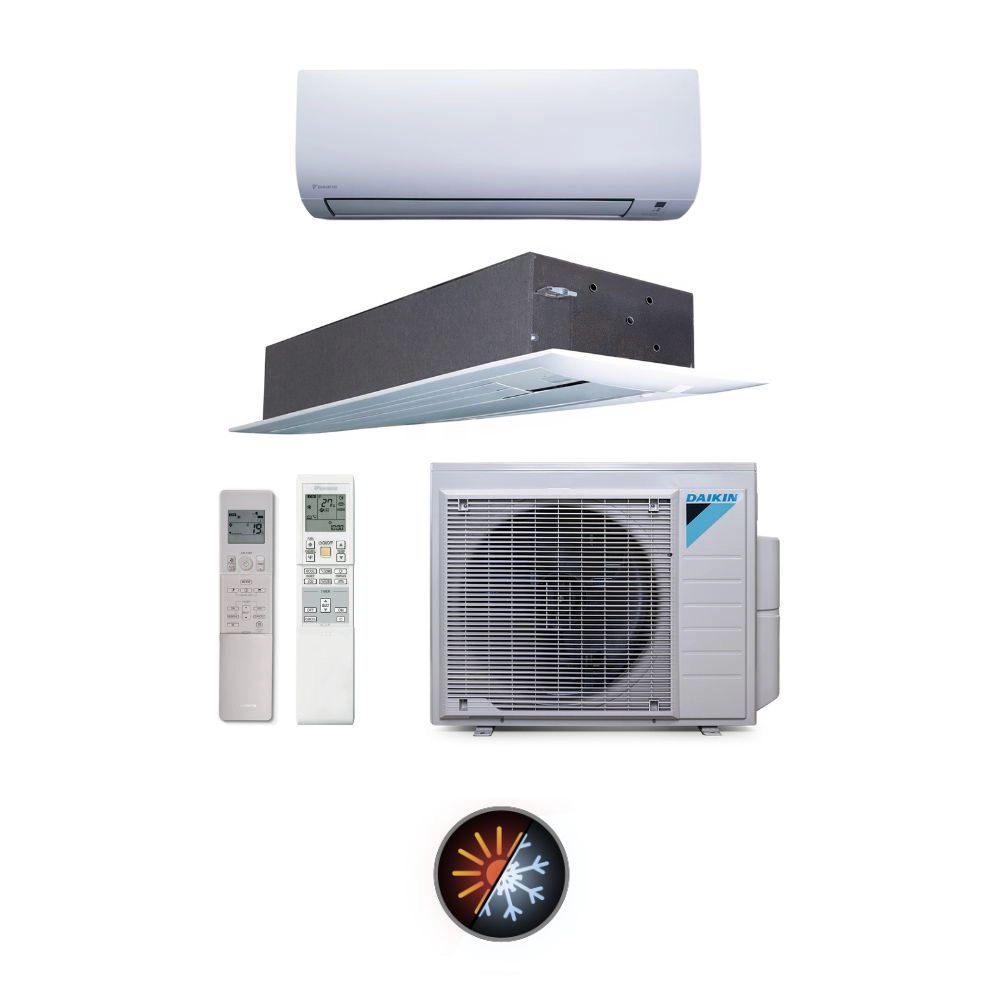 ar-condicionado-multi-split-2-ambientes-18000-btus-inverter-advance-daikin-com-1-hi-wall-de-9000-e-1-cassete-uma-via-12000-1-condensadora-2controles-remotos ar-condicionado-multi-split-2-ambientes-18000-btus-inverter-advance-daikin-com-1-hi-wall-de-9000-e-1-cassete-uma-via-12000-1-condensadora-2controles-remotos
