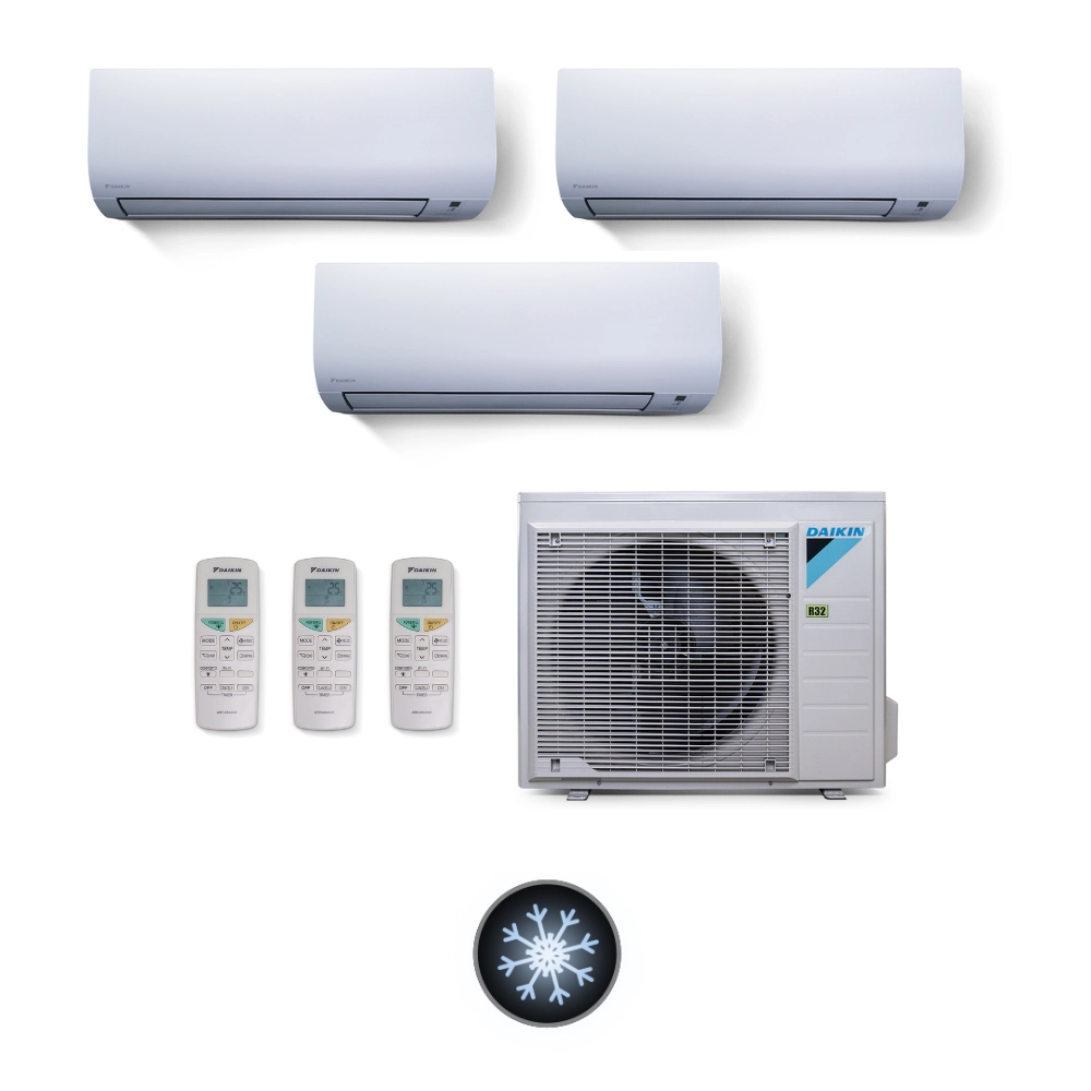 Ar Condicionado Multi Split 3 Ambientes 18000 Btus Inverter Lite Daikin com 2 Hi Wall 9000 e 1 de 12000 Frio 220V