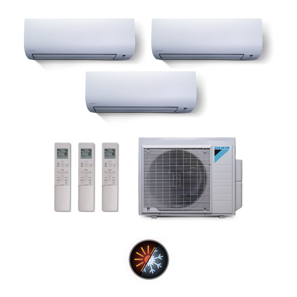 Ar Condicionado Multi Split 3 Ambientes 24000 Btus Inverter Advance Daikin com 2 Hi Wall 9000 e 1 de 20000 Quente Frio 220V