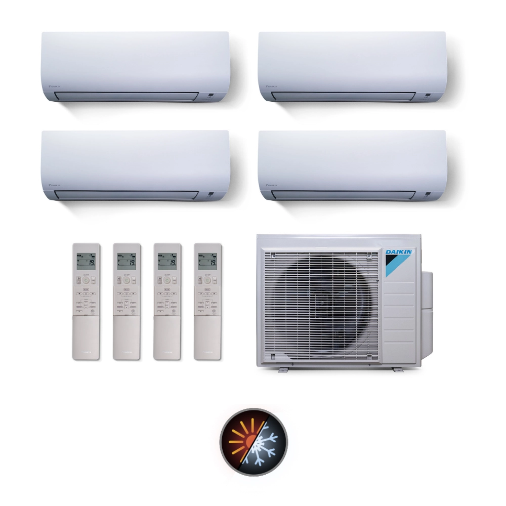 Ar Condicionado Multi Split 4 Ambientes 34000 Btus Inverter Advance Daikin com 3 Hi Wall 9000 e 1 de 18000 Quente Frio 220V