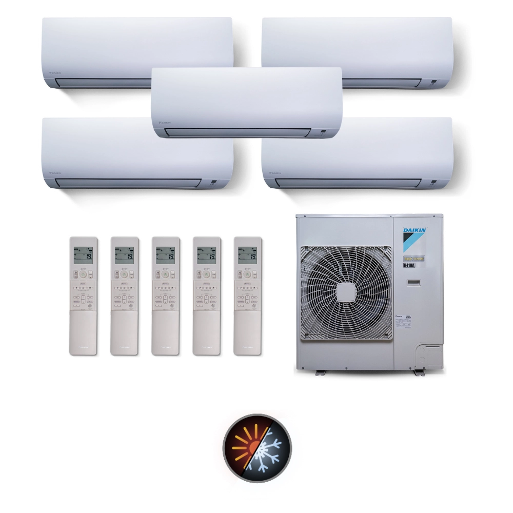Ar Condicionado Multi Split 5 Ambientes 38000 Btus Inverter Advance Daikin com 2 Hi Wall 9000 e 3 de 12000 Quente Frio 220V