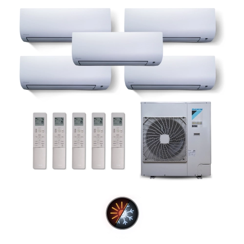 Ar Condicionado Multi Split 5 Ambientes 38000 Btus Inverter Advance Daikin com 3 Hi Wall 9000 e 2 de 12000 Quente Frio 220V