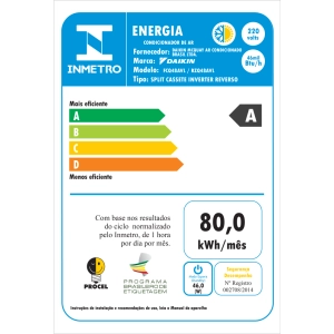 Ar Condicionado Cassete 48000 Btus Inverter 4 Vias Daikin Sky Air Quente e Frio 220V