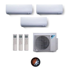 Ar Condicionado Multi Split 3 Ambientes 34000 Btus Inverter Advance Daikin com 1 Hi Wall 9000 e 2 de 20000 Quente Frio 220V 