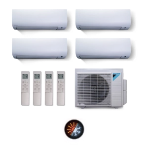 Ar Condicionado Multi Split 4 Ambientes 34000 Btus Inverter Advance Daikin com 3 Hi Wall 9000 e 1 de 18000 Quente Frio 220V
